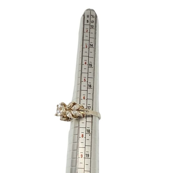 Lindeberg 925 Sterling Silver Zirconia Ring Sz 7 Marquise Round Cut Engagement - Picture 13 of 16